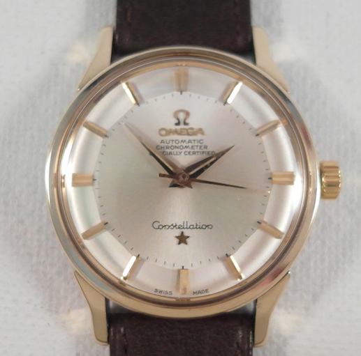 Omega Constellation Pie Pan Omega ostrich strap buckle 1962 cal 551 ref 167.005 VTGwatch offer Swiss luxury vintage mens and ladies chronograph watches of famous designer brands like Rolex Cartier Bre...
