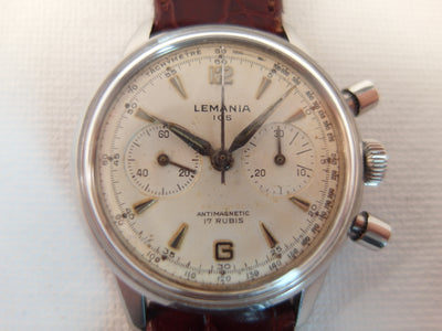 Lemania 105 Stainless Steel Chronograph perfect condition, '60 vintage watch