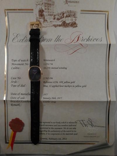 Patek Philippe Ellipse Lady (+papers) 18K yellow gold ref. 4226, cal.16-250 vintage watch