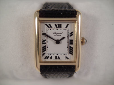 Chopard LUC Tank 18 k solid gold new lizard strap 2512 vintage 1979