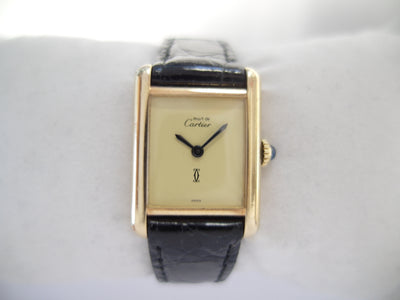 Cartier Tank manual winding 21 x 27 mm new croco strap 1980 vintage