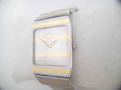 Baume & Mercier Geneve reference 5739.038 flat rectangular model gold and steel two tone