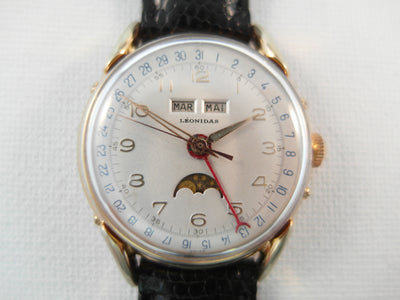 Leonidas Triple Date Moon phase ca. '50 vintage watch