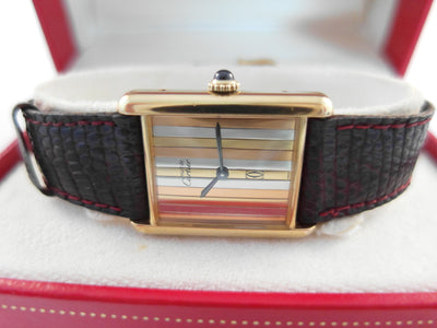 Cartier Tank Must de Cartier with box ladies gold plated manual wind