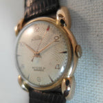 Aurore 18 k solid gold ETA 1080 vintage watch new lizard skin strap