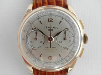 Lemania 105 Chronograph 18 k gold, perfect condition vintage