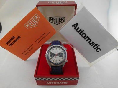 Heuer Carrera Automatic Chronograph Cal 12 ref 1153 S from 1972 with BOX and PAPERS
