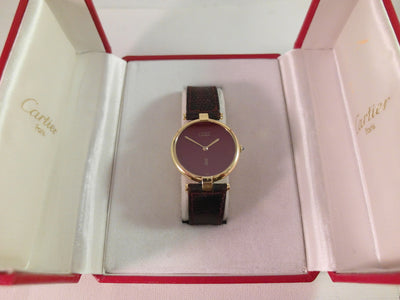 Cartier Must de Cartier Ronde 30mm, original box, crown, strap, buckle, ca. 1990