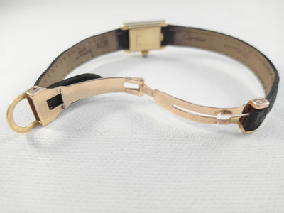 Cartier Tank solid 18k case, 18 k fold clasp, Cartier strap, vintage 1960