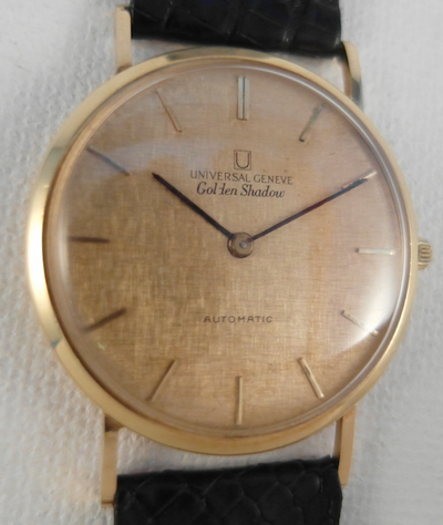 Universal Genève Golden Shadow Automatic solid 18 k superflat Microrotor vintage