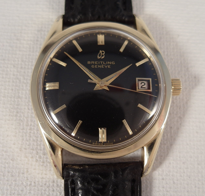 Breitling TransOcean (rare black dial) Automatic B126 serviced 1960 with shark skin strap