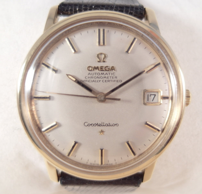 Omega Constellation 18 k solid gold case Omega lizard strap and buckle ref 168.010 cal 564 year 1966