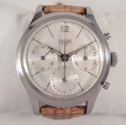 Heuer Pre - Carrera ref. 2444 Valjoux 72 vintage 1962 watch with lizard racing style strap