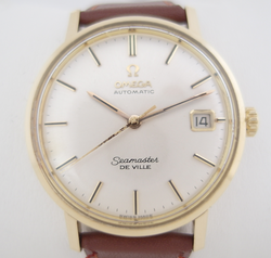Omega 14k solid gold Seamaster DeVille 565 quick set date 1967 166.020 SC